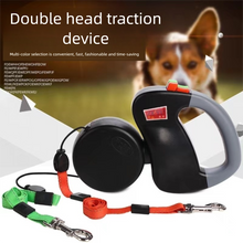 Brown Dual Retractable Dog Leash - Tangle-Free 360 Degree Rotation - Built-in LED Flashlight, Individual Brake and Lock System for Two Dogs, Safety for Night Walking and Outdoor Training - view 2