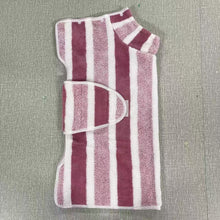 Red Stripes Super Absorbent Pet Bathrobe with Waist Belt & Neck Snap - Full Coverage Quick-Drying Towel for Dogs & Cats (M Size)