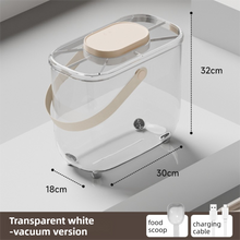 10L Smart Vacuum Pet Food Storage Container - Moisture & Insect Proof, Constant Pressure Paws-Keep-Fresh(Transparent White)