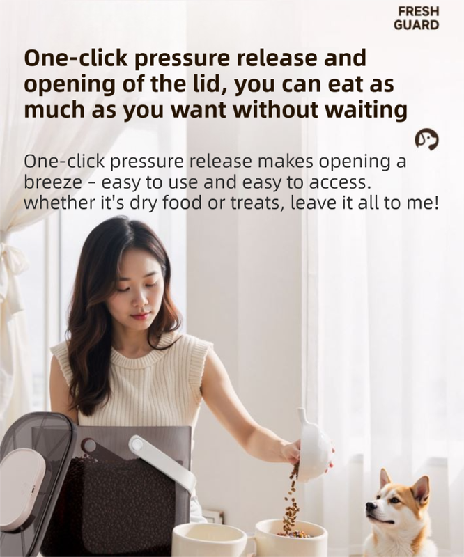 10L Smart Vacuum Pet Food Storage Container - Moisture & Insect Proof, Constant Pressure Paws-Keep-Fresh(Transparent White) - view 6
