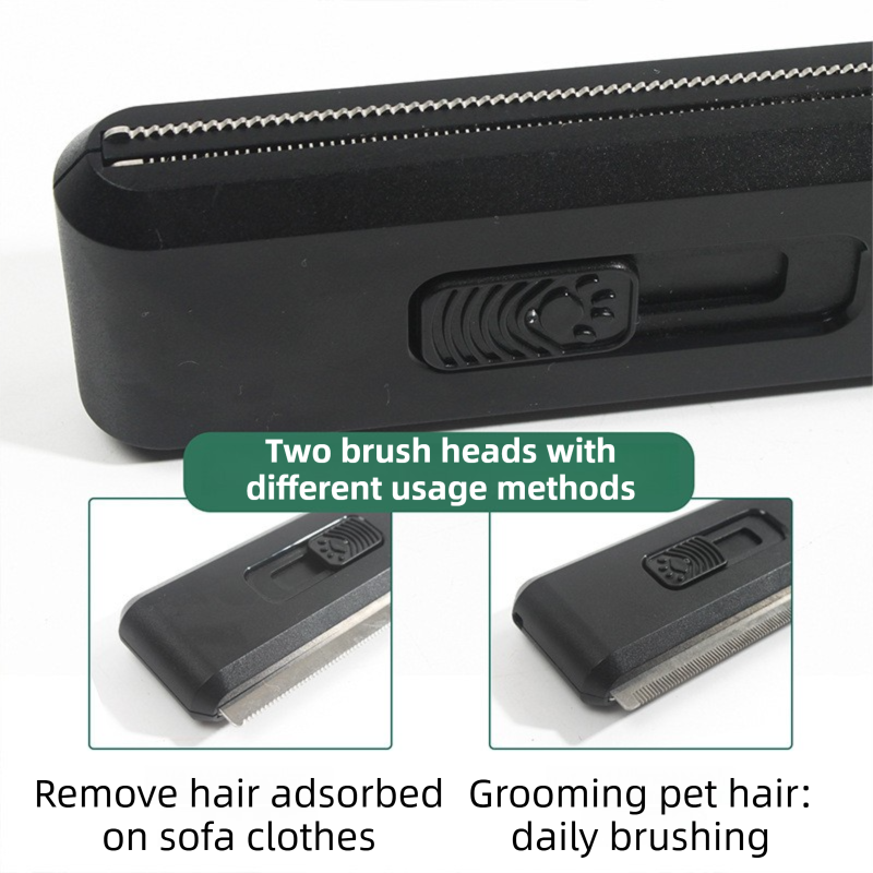 2-in-1 Black Self-Cleaning Pet Grooming Comb - Multi-Functional Stainless Steel Fur Remover for Pets, Furniture, and Clothing - view 3