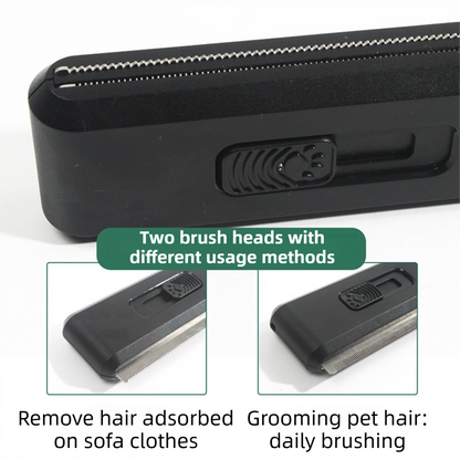 2-in-1 Black Self-Cleaning Pet Grooming Comb - Multi-Functional Stainless Steel Fur Remover for Pets, Furniture, and Clothing - view 3
