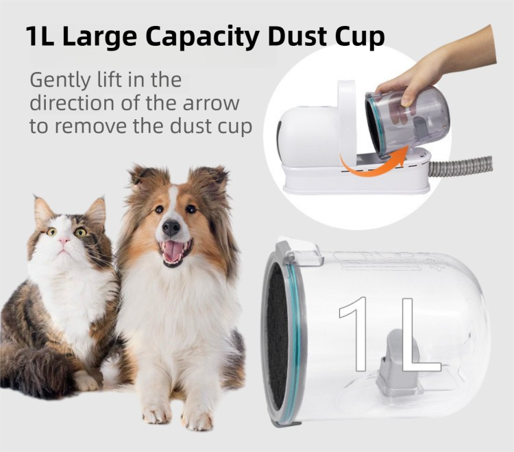 7-in-1 White Multifunctional Pet Grooming Vacuum Kit - Dog Cat Home Barber Shop & Low Noise Shedding Groomer with 1L Large Dust Cup - view 4