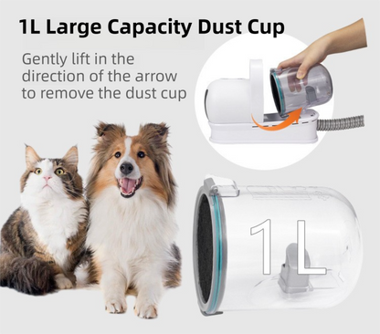 7-in-1 White Multifunctional Pet Grooming Vacuum Kit - Dog Cat Home Barber Shop & Low Noise Shedding Groomer with 1L Large Dust Cup - view 4