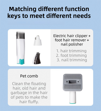 7-in-1 White Multifunctional Pet Grooming Vacuum Kit - Dog Cat Home Barber Shop & Low Noise Shedding Groomer with 1L Large Dust Cup - view 5