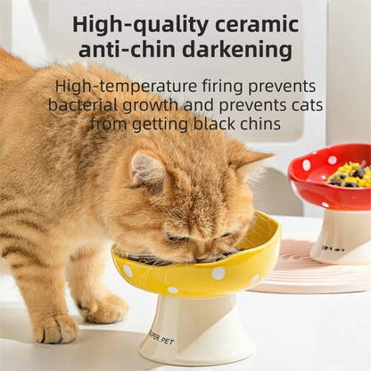 Black Elevated 15° Tilted Ceramic Cat Bowl - Anti-Chin Acne Glaze Finish, Non-Slip Weighted Base & Neck Protection Pet Feeder - view 2