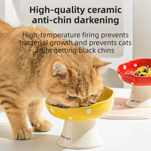 Yellow Elevated 15° Tilted Ceramic Cat Bowl - Anti-Chin Acne Glaze Finish, Non-Slip Weighted Base & Neck Protection Pet Feeder - view 2