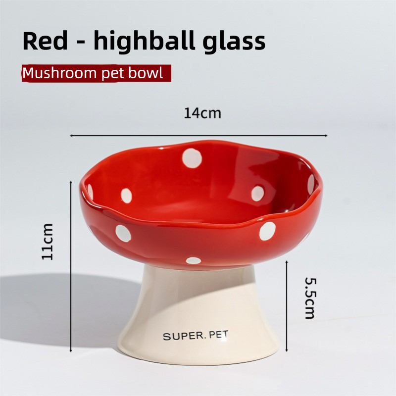 Red and Yellow Elevated 15° Tilted Ceramic Cat Bowl - Anti-Chin Acne Glaze Finish, Non-Slip Weighted Base & Neck Protection Pet Feeder - view 2
