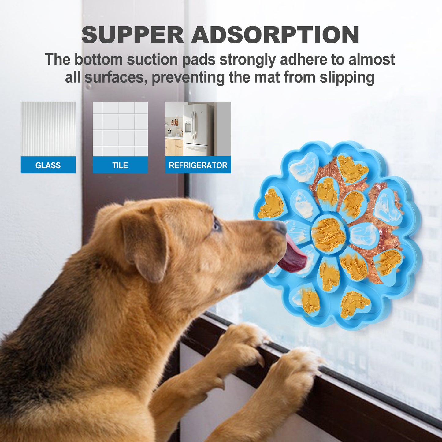 Yellow 4-in-1 Textured Silicone Pet Lick Mat & Slow Feeder - Anti-Anxiety Calming Pad with Back Suction Cups - view 6