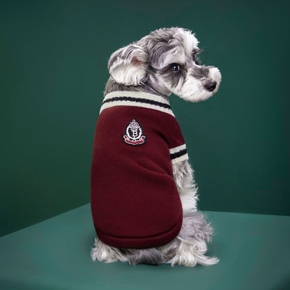 4-Pack L Size Preppy Style V-Neck Knitted Cotton Pet Sweater - Hair-Resistant & Breathable, Classic Fleece-Lined Pullover for Cats and Dogs(Green + Red + Khaki + Grey) - view 5
