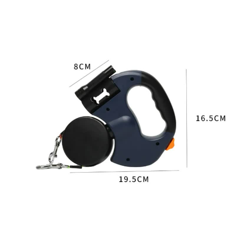 Black One-to-Two Retractable Dog Leash with One-Click Safety Lock & Night Light - 3M Tangle-Free 360° Rotation Walking Leash - view 6
