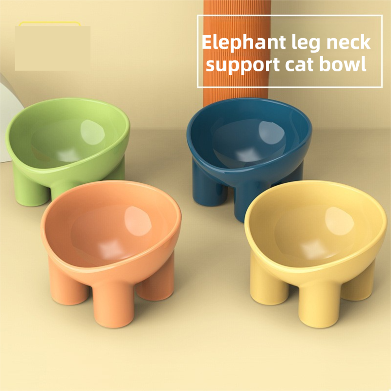 2-Pack Macaron Pink Elevated Pet Bowls with Anti-Tip 4-Leg Base - Ergonomic Tilted Neck Protection Cat Food & Water Bowls - view 2