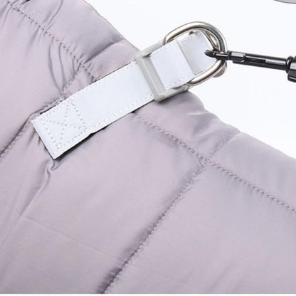 M Size Grey Winter Waterproof Dog 4 Leg Jumpsuit for Full Body Warmth - Reflective Windproof Pet Puffer Coat with Integrated Harness - view 4
