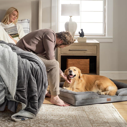 Grey Waterproof Egg-Crate Foam Therapeutic Pet Sofa Bed and Fleece Lounge (L Size 91 x 69 x 17 CM) - Low Entry, High Bolster Support & Zipper Removable Cover - view 8