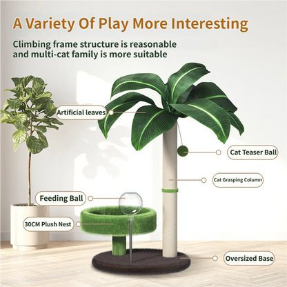 Large Multi-Functional Cat Tree & Activity Tower - All-in-One 70CM Tall Sisal Scratching Post, 31CM Diameter Plush Condo and Interactive Wobbling Feeder - view 2