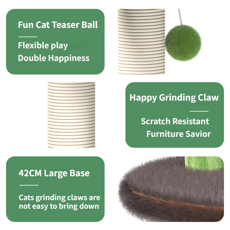 Large Multi-Functional Cat Tree & Activity Tower - All-in-One 70CM Tall Sisal Scratching Post, 31CM Diameter Plush Condo and Interactive Wobbling Feeder - view 4