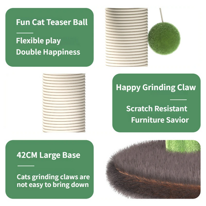 Large Multi-Functional Cat Tree & Activity Tower - All-in-One 70CM Tall Sisal Scratching Post, 31CM Diameter Plush Condo and Interactive Wobbling Feeder - view 4