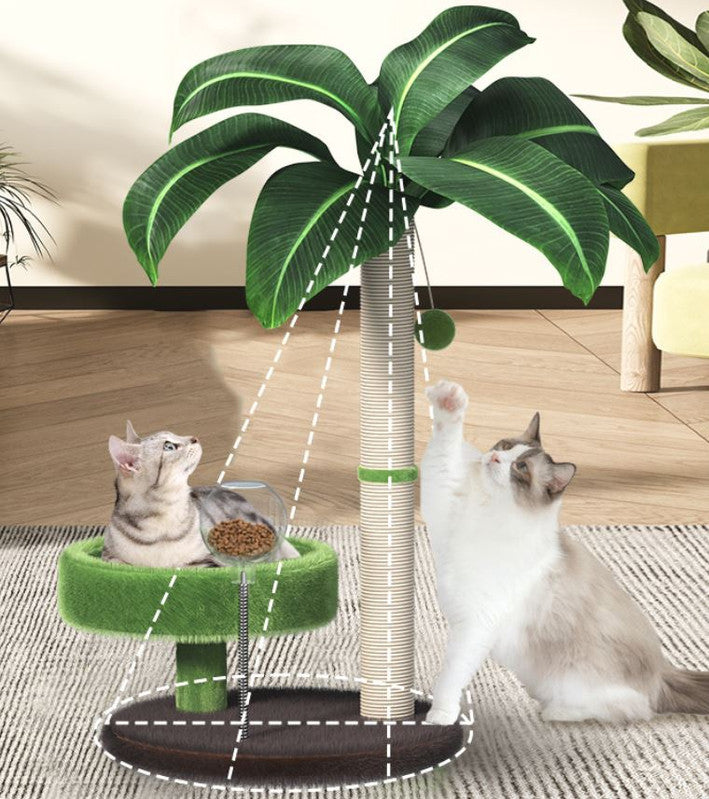 Large Multi-Functional Cat Tree & Activity Tower - All-in-One 70CM Tall Sisal Scratching Post, 31CM Diameter Plush Condo and Interactive Wobbling Feeder - view 5