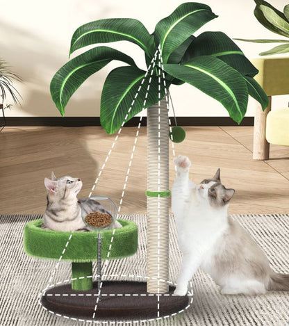Large Multi-Functional Cat Tree & Activity Tower - All-in-One 70CM Tall Sisal Scratching Post, 31CM Diameter Plush Condo and Interactive Wobbling Feeder - view 5