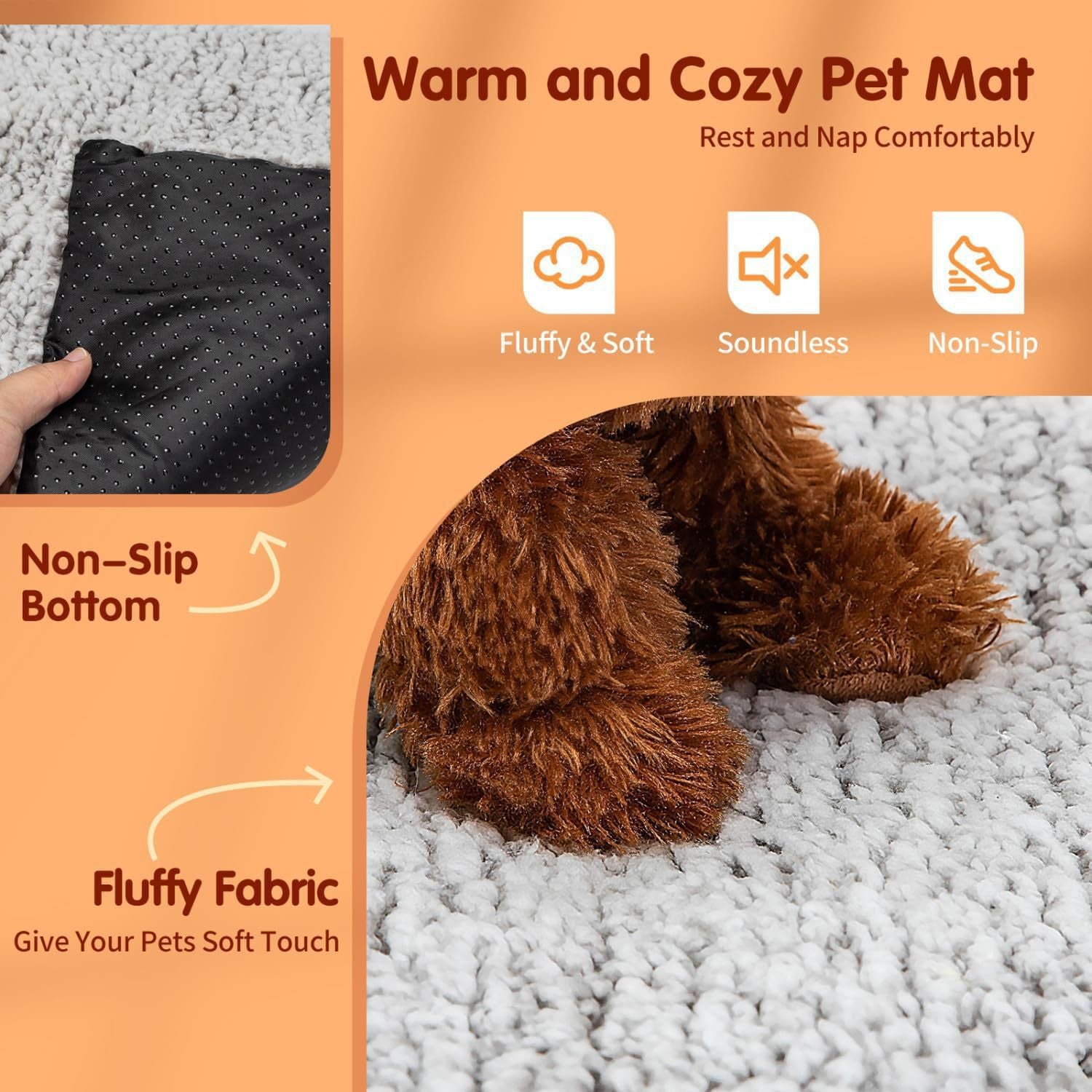70 x 50 CM Self-Warming Thermal Pet Fluffy Mat with Machine Washable & Removable Zippered Cover - Waterproof Soft Cotton Fleece Bed for Dogs & Cats - view 2