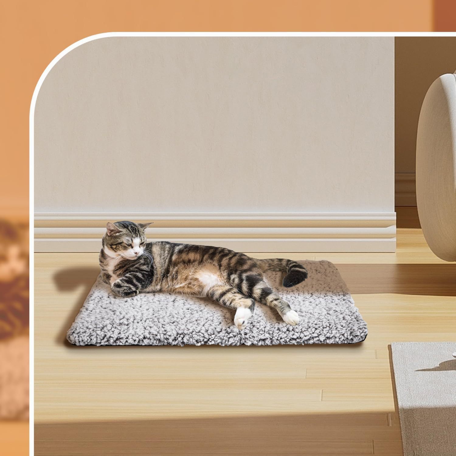 70 x 115 CM Self-Warming Thermal Pet Fluffy Mat with Machine Washable & Removable Zippered Cover - Waterproof Soft Cotton Fleece Bed for Dogs & Cats - view 4