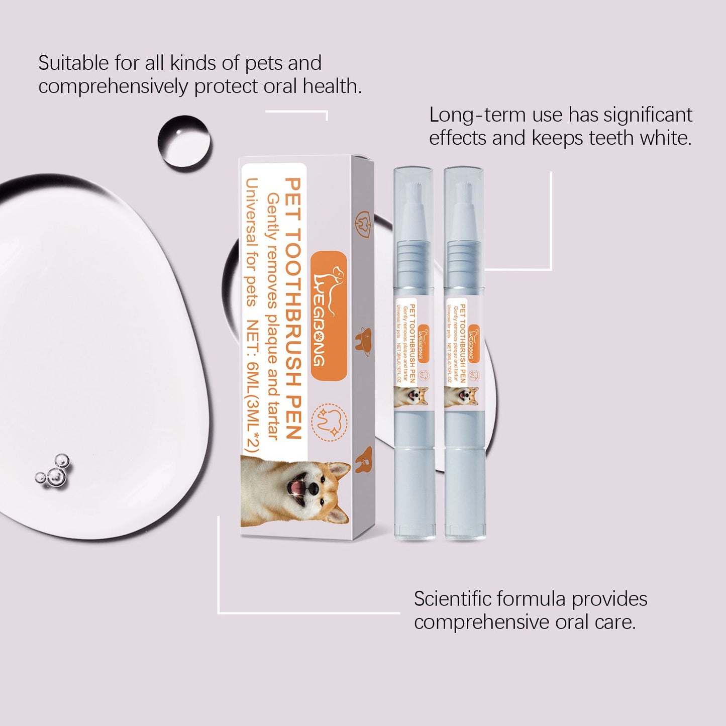 2-Pack Professional Pet Dental Cleaning Pens - Gentle Plaque & Tartar Remover and Breath Freshener for Dogs and Cats - view 6