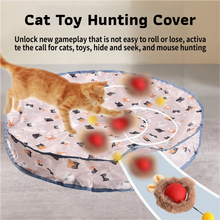 Interactive Hunting Hidden Prey Cat Toy Set - Red Plush Automatic Moving Ball & 72CM Large Crinkle Hunting Cover - Smart Obstacle Avoidance, USB Rechargeable