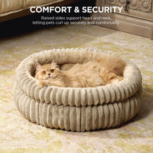 50x50x18 CM Grey Ultra-Soft Thickened Round Pet Bed with Stripe Texture - Plush Self-Warming Donut Nest for Cats and Small Dogs - view 2