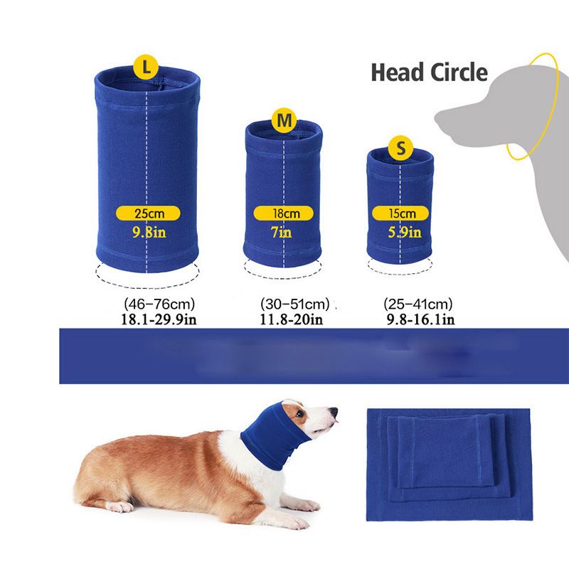 3-Pack Grey Instant Calming Dog Warm Hoods and Ear Covers (M Size) - Anxiety Relief Noise Reduction & Grooming Support, Breathable Full-Head Protection - view 2