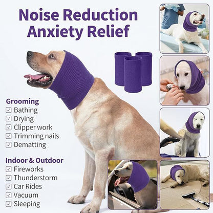 3-Pack Grey Instant Calming Dog Warm Hoods and Ear Covers (M Size) - Anxiety Relief Noise Reduction & Grooming Support, Breathable Full-Head Protection - view 4