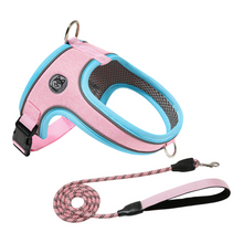 M Size Pink Waterproof Reflective Saddle-Style Dog Harness & 1.5M Leash Set - Breathable Anti-Choke Escape-Proof Step-In Walking Gear