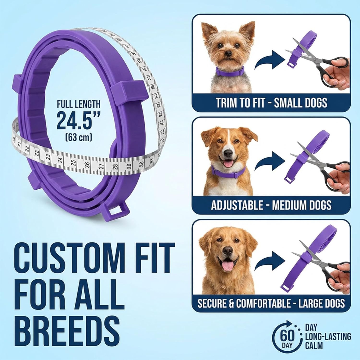 Pink Pet Calming Collar 4 Pack (63cm) - Waterproof Silicone Dog Collar Custom Fit for All Breeds - Anxiety Relief & Stress Reduction - view 4