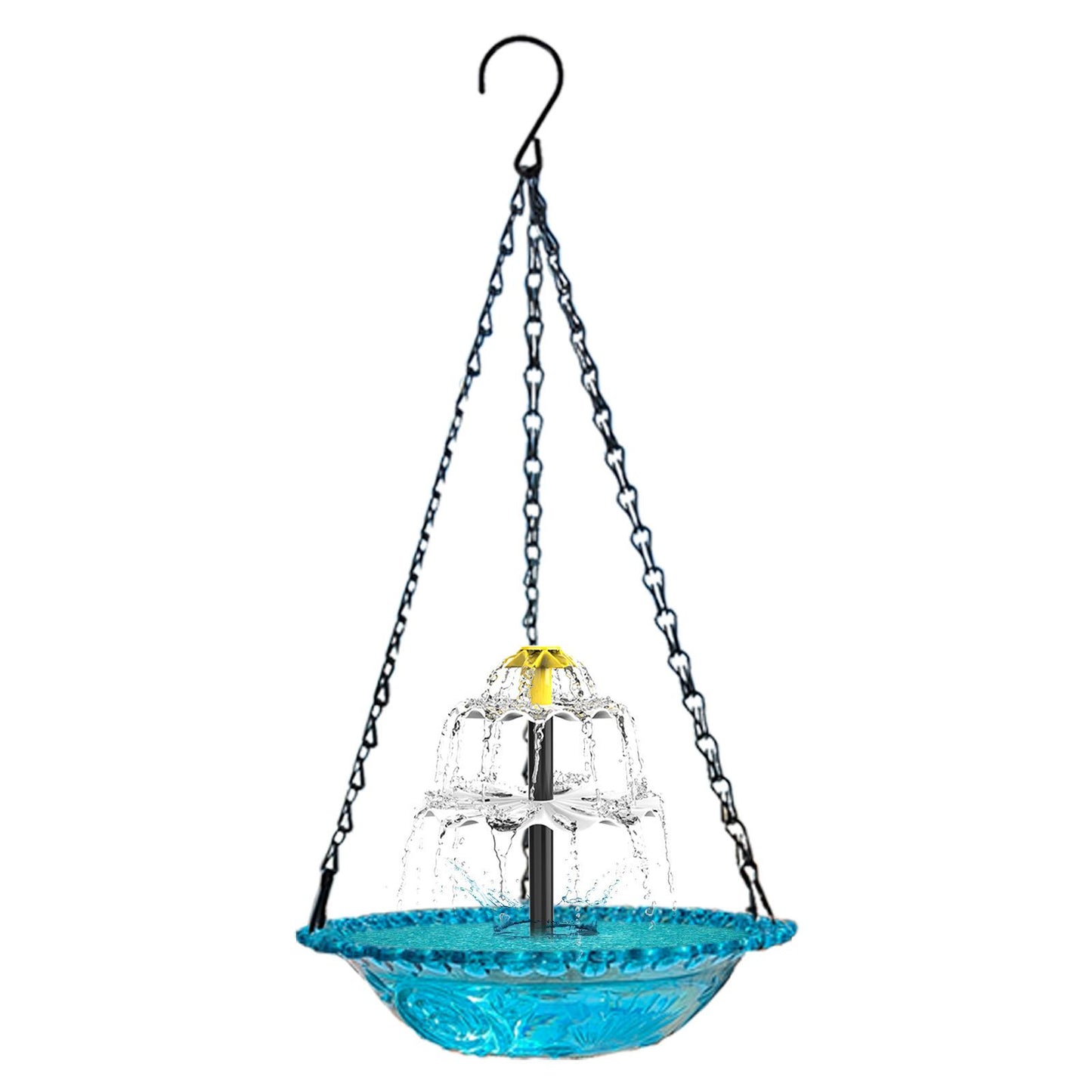 Pink Solar Hanging 3-Layer Cascade Bird Bath Fountain & Wildlife Feeder - 9.25"W Bird Bath Bowl with Solar Powered Pump for Outdoor Garden Backyard Patio Lawn - view 3