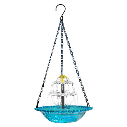 Pink Solar Hanging 3-Layer Cascade Bird Bath Fountain & Wildlife Feeder - 9.25"W Bird Bath Bowl with Solar Powered Pump for Outdoor Garden Backyard Patio Lawn - view 3