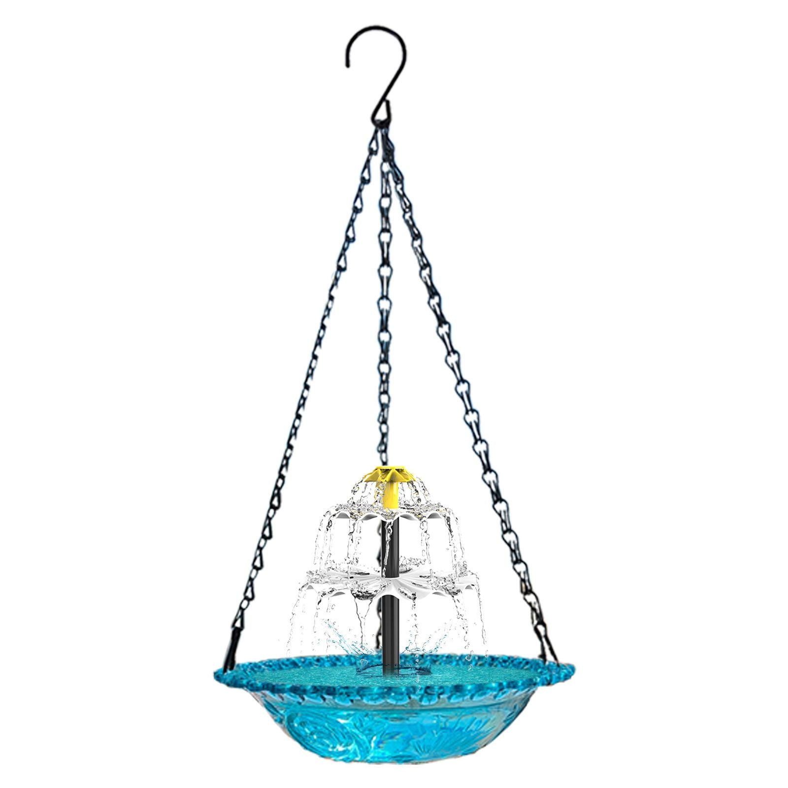Grey Solar Hanging 3-Layer Cascade Bird Bath Fountain & Wildlife Feeder - 9.25"W Bird Bath Bowl with Solar Powered Pump for Outdoor Garden Backyard Patio Lawn - view 3