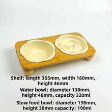 Yellow Ceramic Floral Cat Slow Feeder(190ML) & Water Bowl(320ML) Set - Dishwasher Safe Pet Dual Dining Kit with Neck-Friendly Elevated Stand - view 2