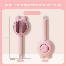 2 Pcs Pink Pet Self-Cleaning Slicker Brush for Cats and Dogs - Rabbit Ear Design with Stainless Steel Needles and ABS Handle - Gentle Deshedding and Massage Tool for Long Hair Breeds