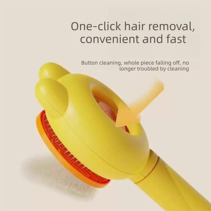 2 Pcs Pink Pet Self-Cleaning Slicker Brush for Cats and Dogs - Rabbit Ear Design with Stainless Steel Needles and ABS Handle - Gentle Deshedding and Massage Tool for Long Hair Breeds - view 4