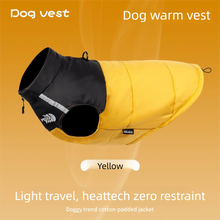 Yellow M Size Dog Clothing — Warm, Thickened Cotton Jacket for Autumn & Winter; Waterproof Pet Vest — Reflective Safety Design, Leash-Compatible