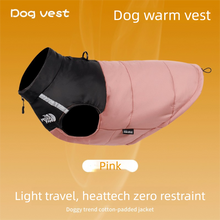 Pnik XL Size Dog Clothing — Warm, Thickened Cotton Jacket for Autumn & Winter; Waterproof Pet Vest — Reflective Safety Design, Leash-Compatible
