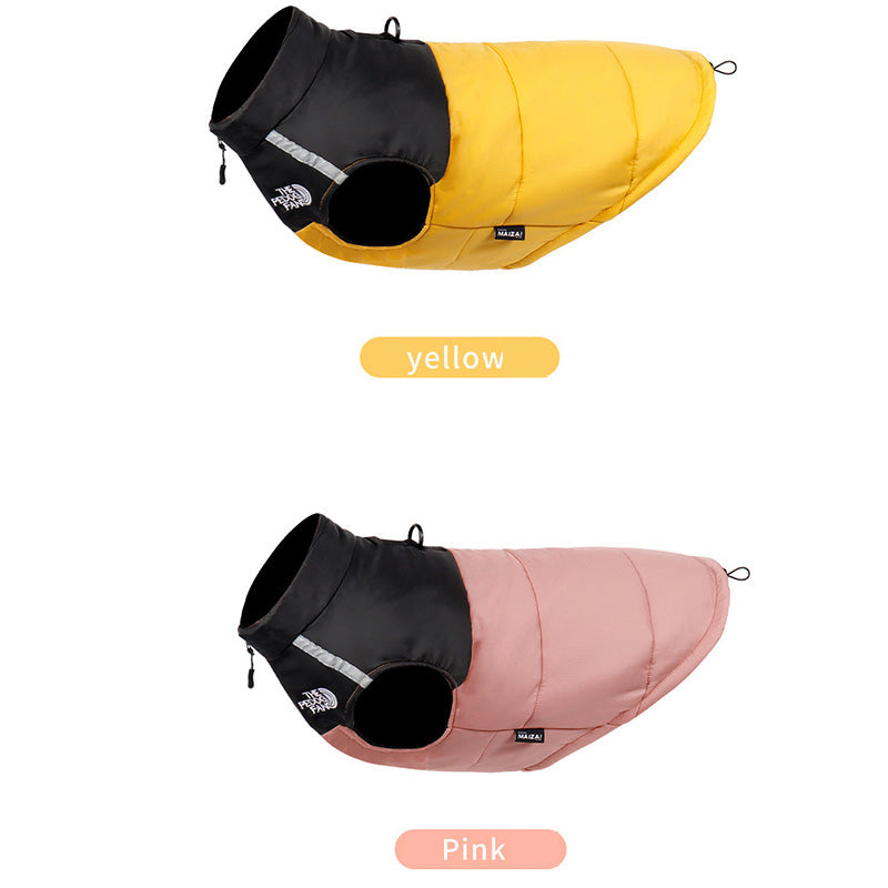 2-Pack (Pink + Yellow) —L Size — Warm, Thickened Winter Dog Coat / Pet Clothing — Waterproof Winter Dog Vest — Reflective Safety Design (Leash Compatible)