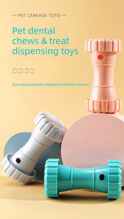 2 Pack（Pink）: Cat and Dog Treat Dispenser Toy – Interactive, Durable, Bite-Resistant Slow-Feeder, Dumbbell and Tire-Shaped Pet Toy - view 2