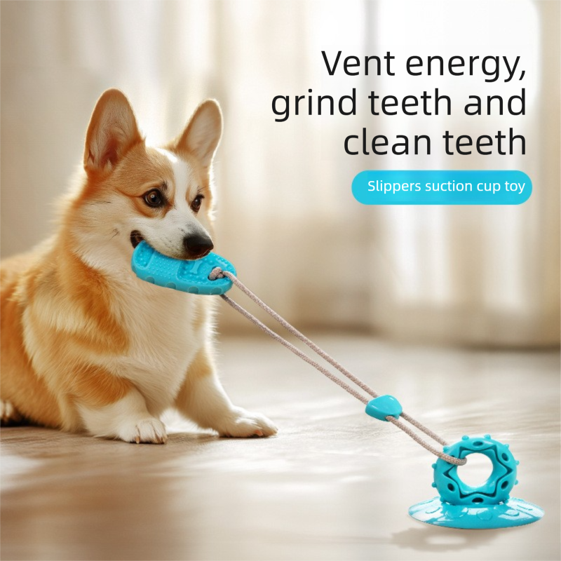 Green Slipper-Style Dog Toy — Suction Cup Design: Durable, Chew-Resistant Teether for Mental Stimulation, Independent Play, and Energy Expenditure — Pet Dog Chewing Toy - view 2