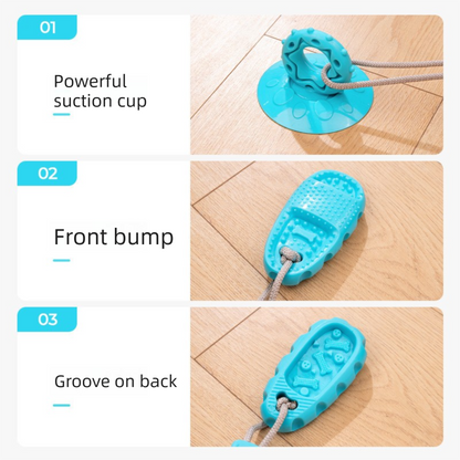 3-Piece Set (Blue, Purple, Green) Slipper-Shaped Dog Toys — Suction Cup Design: Durable, Chew-Resistant Teething Toys — Promotes Mental Stimulation, Independent Play, and Energy Expenditure — Pet Dog Teething Toys - view 5