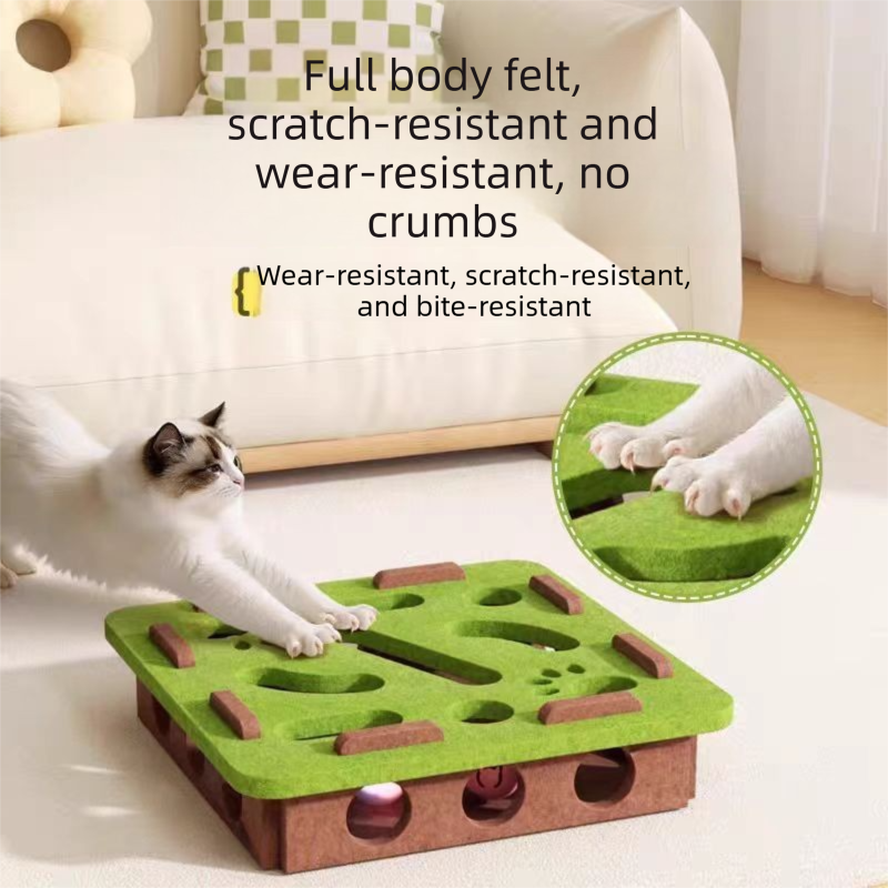 2-piece White cat toy set—featuring square and flower shapes—is an excellent choice for feline entertainment and relaxation. It also serves as a fun maze for kittens and pets, and includes six bells. - view 3