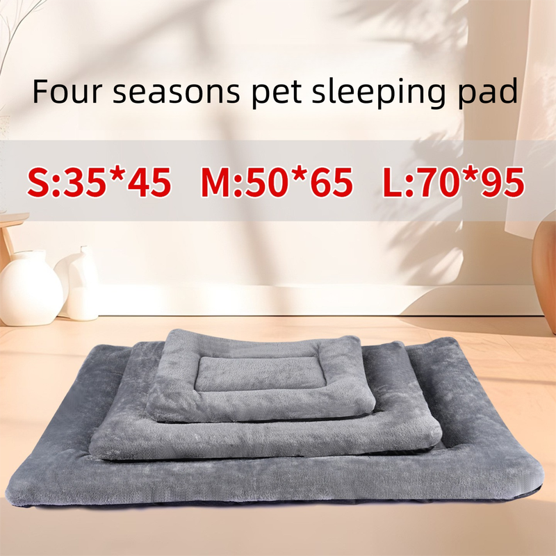 Grey M size Plush Flannel Pet Bed with Removable Sponge - Waterproof, Extra Wide & Thickened, Soft Four Seasons Pet Sleeping Mat for Dogs and Cats - view 6