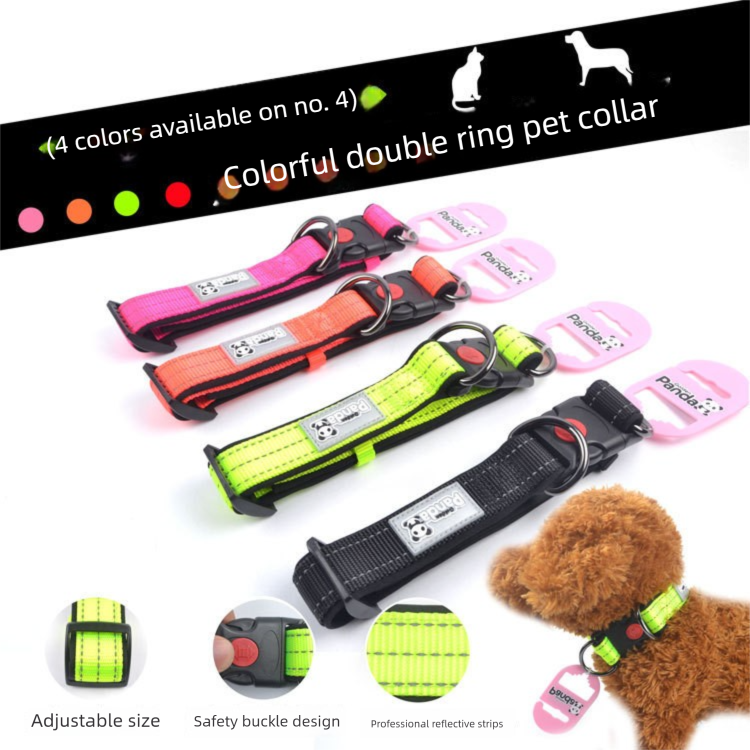 Green L size Vibrant Reflective Dog Collar and Leash Set - Adjustable Nylon Pet Harness with Comfortable Padding - view 2