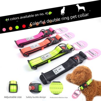 Green L size Vibrant Reflective Dog Collar and Leash Set - Adjustable Nylon Pet Harness with Comfortable Padding - view 2