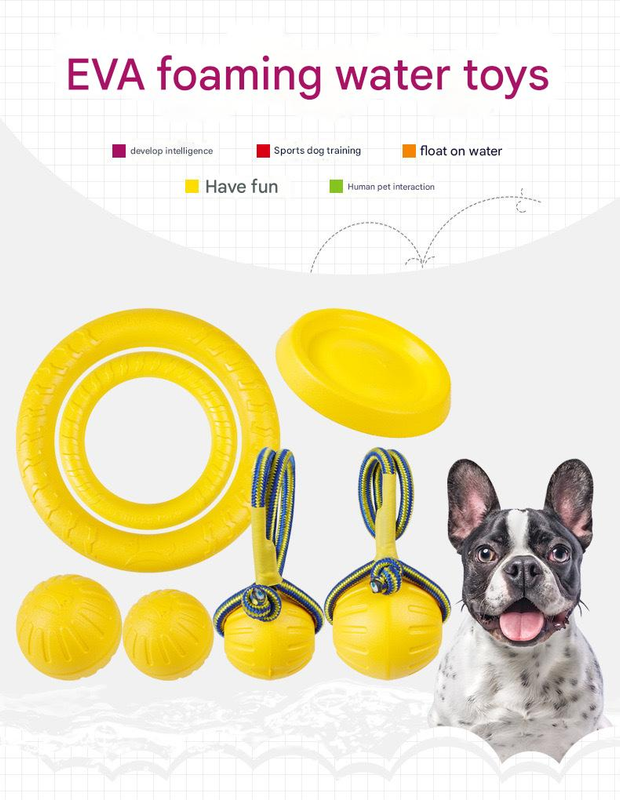 4-Piece Big Dog EVA Floating Dog Ring Toy Set – Interactive Tug-of-War Ring and Water Frisbee, durable chew and teething toy, suitable for training, teeth cleaning, and outdoor play, lightweight floating design - view 2