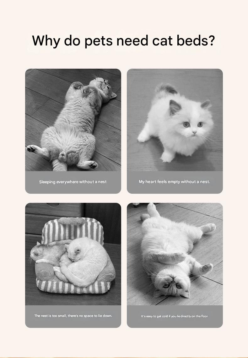 M size Blue Plaid Cat Cave Bed Winter Warm Enclosed Pet House Cozy Cat Sleeping Bag Semi-Enclosed Cat Nest Small Dog Bed PP Cotton Filling Washable Pet Supplies - view 3